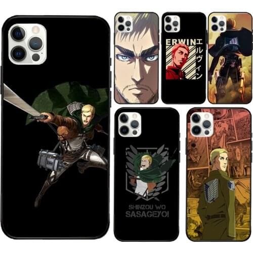 Erwin Smith Attack on Titan Case For iPhone X XR XS Max 7 8 Plus SE 2020 12 Mini 11 Pro Max Soft Phone Cover Coque