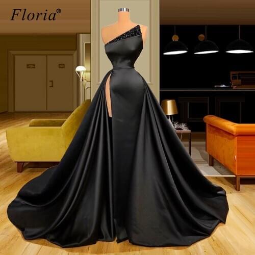 Black Muslim Evening Dresses 2020 Long Strapless Sexy Evening Gowns Formal Celebrity Dresses Women Party Night Vestidos Formales