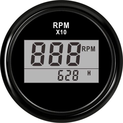 1pc 52mm Red Backlight Digital Tachometers 0-9900RPM Black Rev Counters 9-32vdc with Hourmeters for Car Ships Trucks Yacht RV