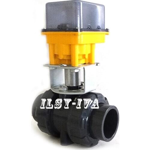 Two-way PVC G1 1/2" motorized ball valve,DC12V/24V fixed-type electric valve