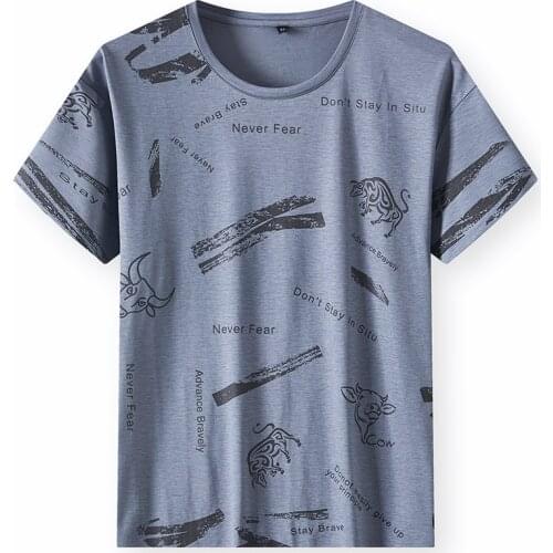 New Arrival Super Large Summer Youth Men Fashion Casual Round Neck Printed Short Sleeve Tshirt Plus Size XL2XL3XL4XL5XL6XL7XL