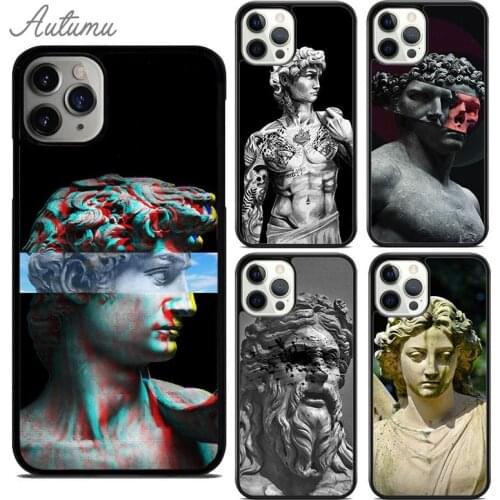 Greek God Statue Face Phone Case for iPhone 11 12 Pro Max mini X XR XS SE 2020 5 6S 7 8 Plus Samsung Galaxy S9 S10 Cover shell
