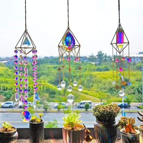 H&D 5 Styles Window Suncatchers with Crystal Ball Prisms Rainbow Maker Chandelier Pendant Garden Hanging Sunlight Catcher Decor