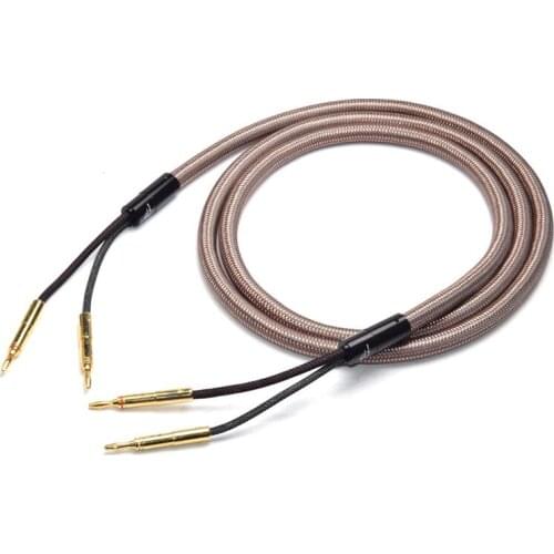 1 Pair Hi-Fi Speaker Cable OCC Pure Copper Audio Speaker Wire with Gold Plated Banana Cable