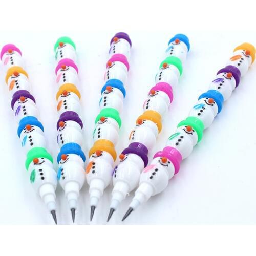 500 PCS New Snowman Pencils Cartoon Christmas Gift Pencil Crayon With 5 Segments Assembled School And Office Supplies Stationery