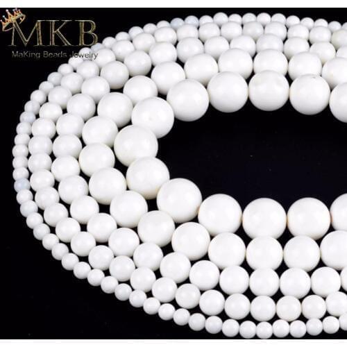 Natural White Tridacna Stones Round Beads 4 6 8 10 12mm Loose Beads Diy Bracelet Necklace Jewelry Making Wholesale Perles