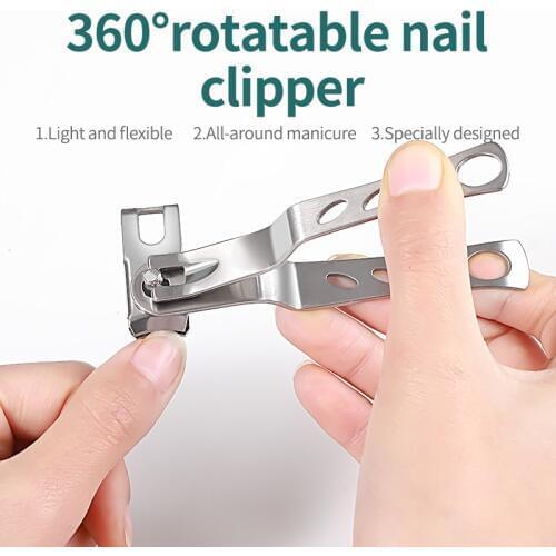 PinPai 360° rotatable Stainless Steel Nail Clipper Cutter Toenail Fingernail Nipper Manicure Trimmer Clippers for Thick Nail Tip