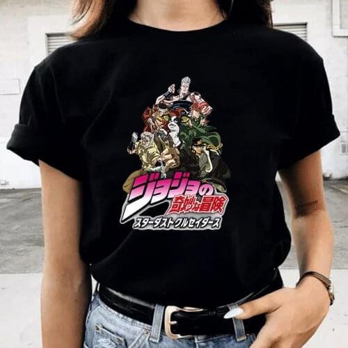 New Jojo Bizarre Adventure T Shirt Women Japan Anime Summer Top T-shirt Kawaii Jojo Graphic Tshirt Steel Ball Run Josuke T-Shirt