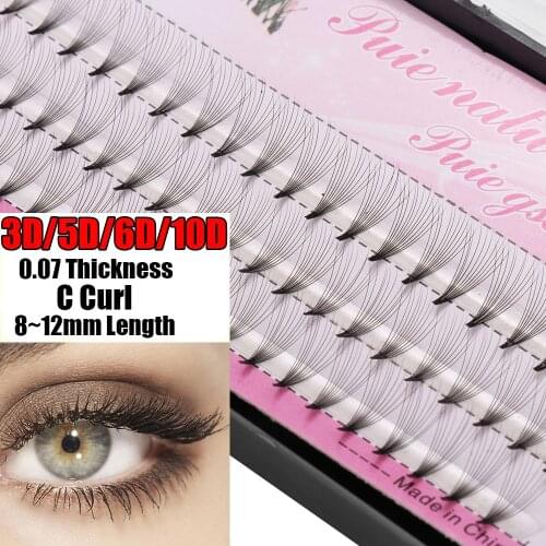 New 3D/5D/6D/10D Mink Black False Eyelashes Soft Lashes Individual Eyelashes Eye Extension Tools 007 C 8~12mm