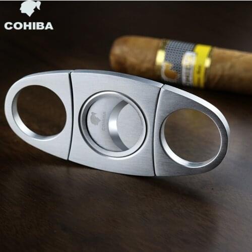 COHIBA Cigar Cutter Stainless Steel Metal Classic Cigar Cutter Guillotine Portable Travel Tools Scissors Gift Accessories