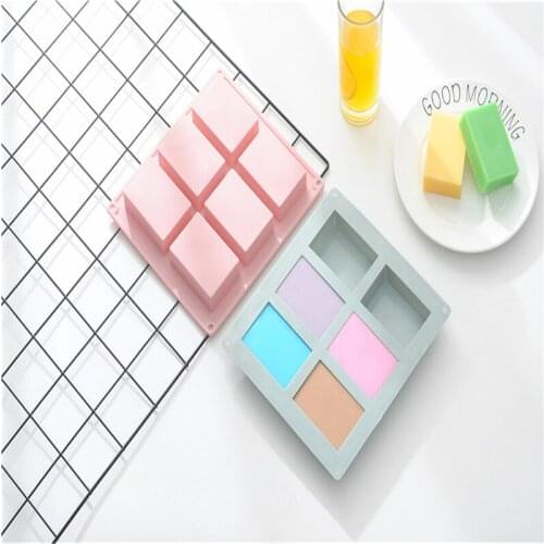 Wholesale Rectangular soap Shaped silicone form fondant cake decorating tools 6 holes silicone mold for jelly candy cookies
