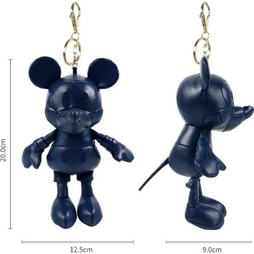 Original Disney Stuffed Mickey Mouse Lover PU Leather Keychain Key Holder Bag Mobile Clip Decoration Gift For Girl ins Fashion