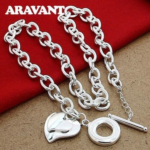 925 Silver Necklaces Fashion Double Heart Necklace&Pendant For Women Top Quality Necklace Jewelry
