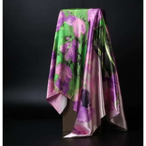 Fashion Print Scarves For Women Silk Satin Kerchief Head Scarf Female 90*90cm Square Shawls and Wraps Hijab Scarfs For Ladies