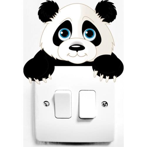 Animal Cartoon Switch Stickers Elephant Cat Panda Giraffe Light Switch Sticker Remoable Wall Sticker Home Decoration