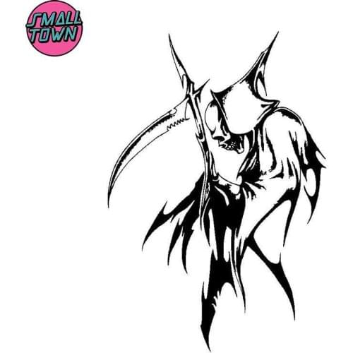 Small Town 12.7cm*18.8cm Grim Reaper Car-Styling Vinyl Decor Stickers Decals Black/Silver S3-5683