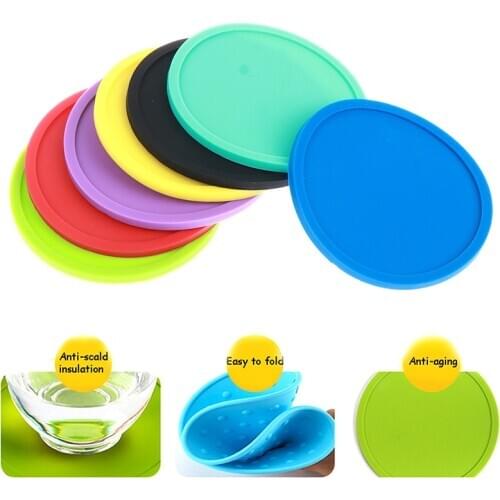 Glass Beverage Holder Pad 3.9 inch Colorful Silicone Coasters Heat Resistant Tea Cup Mat Lots Drink Coffee Mug