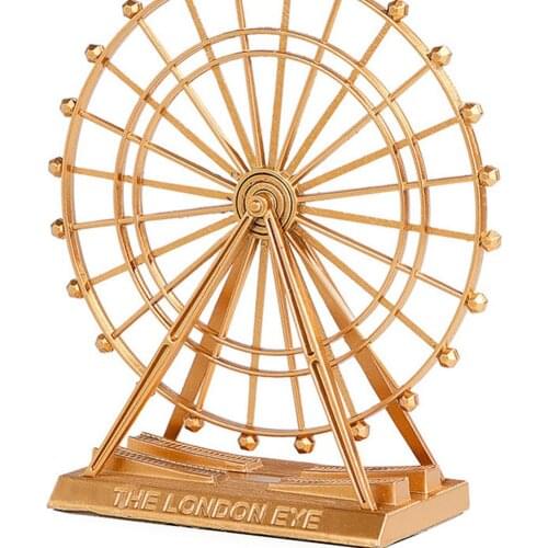 Stylish Ferris Wheel Ornament Vintage Portable Nordic Style Rotatable Metal Ferris Wheel Figurine for Office Home Decor 5Color