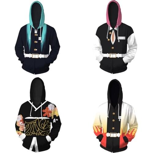 Anime Demon Slayer Kimetsu no Yaiba Cosplay Hoodie 3D Print Hoodies Kanroji Mitsuri Sweatshirts Kibutsuji Muzan Pullover