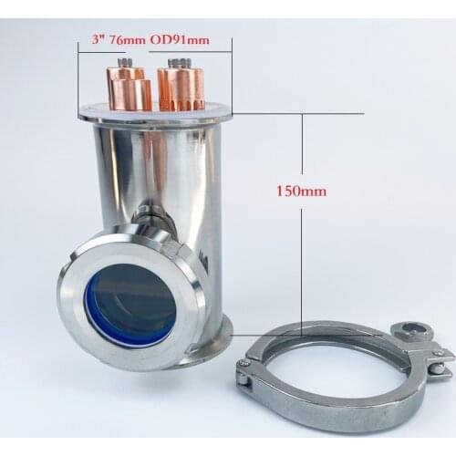 FreeShip 3" Sight Glass Union Tri-Clamp Tee With Copper Bubble Set Distillation Lens Column For HomeBrewing Stainless Steel 304