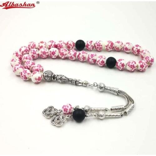Turkish design Agates Ceramics Tasbih women accessories tesbih Metal tassels March 8 Gift Islam bracelets Muslim Gift rosary