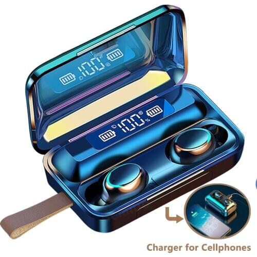 F9 TWS Wireless Earphones Bluetooth 5.0 headphones 2200mAh Charging Box 9D Stereo Sports IPX7 Waterproof headset With Microphone
