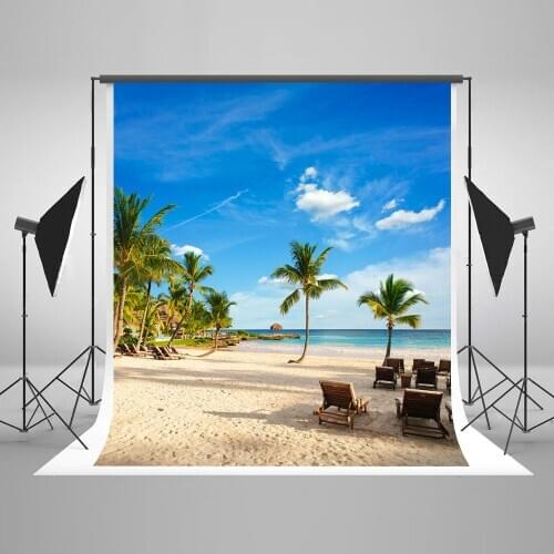 VinylBDS 10X10FT Photography Backdrops Beach Photo Backdrop Summmer Backgrounds Beach Wedding Chairs Photographic Background