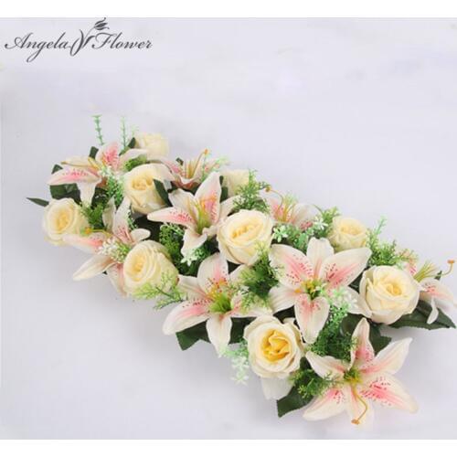 High-grade silk artificial flower row arch flower wall lily arch high imitation rose DIY wedding road lead party Christmas decor