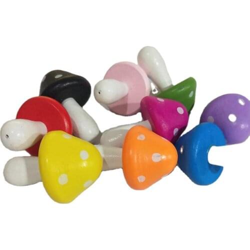10pcs Wood Mushroom Shaped Crafts Wooden Ornaments DIY Painting Buttons Home for Party Room Decoraton Kids Gift Craft