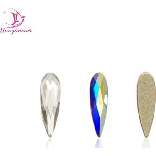 100pcs A2538 2X6mm 3x10mm Crystal& AB Drop Unicorn Shaped Diamond Design Rhinestones 3D DIY For Nail Art Decoration