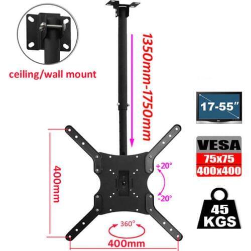 135-175CM) DLC-201BL Steel 400X400 17"-55" 50" 15 tilt up down tv wall mount lcd ceiling bracket led stand plasma tv holder