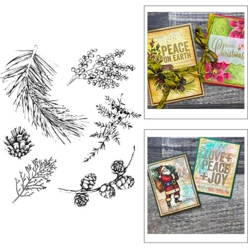 2021 New Leaves Clear Stamps Sets Pine Cones and Iris Flower Scrapbooking For Crafts Greeting Card Making no Metal Cutting Dies