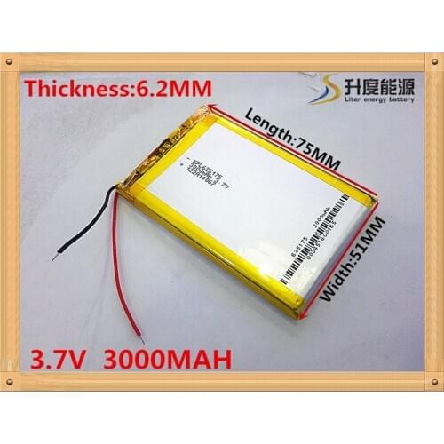 3.7V,3000mAH,[625175] Polymer lithium ion / Li-ion battery for voice recorder pen,smartband,smart watch;,mp3