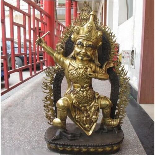 32"Tibet Fane bronze gild Skull Vajrakilayai Chana Dorje Tantric Buddha Statue