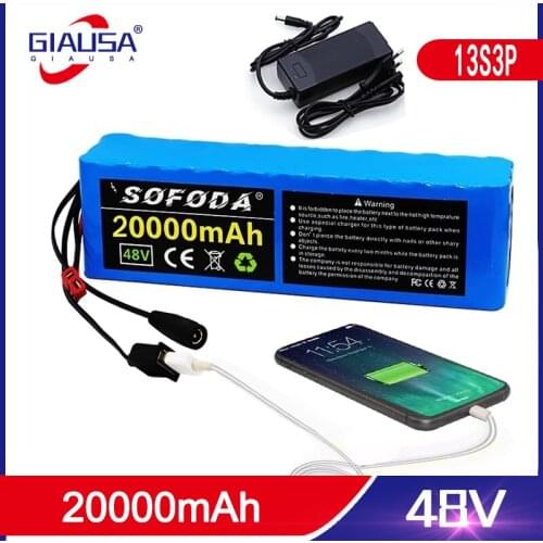 48v lithium ion battery 48v 20Ah 1000w 13S3P Lithium ion Battery Pack For 54.6v E-bike Electric bicycle Scooter with BMS+charger