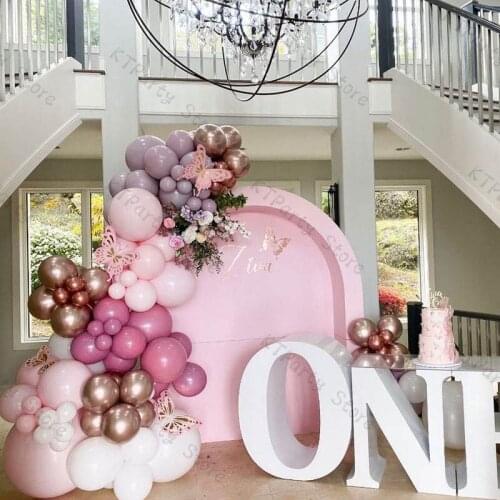 92pcs Chrome Rose Gold Balloon Garland Arch Kit DIY Wedding Party Decoration Matte White Baby Pink Ballon Childrens Day Decor