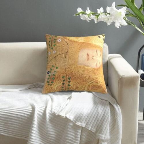 Gustav Klimt,Detail Of Water Serpents pattern print Cushion Cover Decorative Pillowcase Chair Seat Square Car Pillow