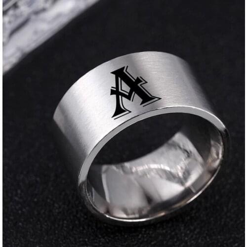 12MM Personalised Initial Ring Engrave A to Z Alphabet Stainless Steel Signet Blank Plain Ring Band 12 Zodiac Ring For Men Women