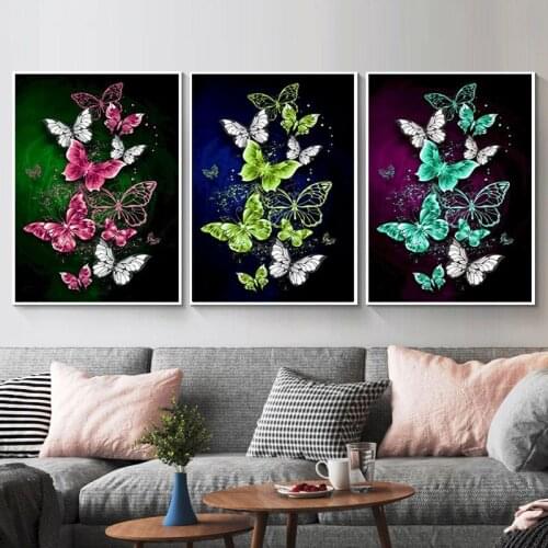 GATYZTORY DIY Painting By Numbers Colorful Butterfly Oil Painting Animal HandPainted Home Decor Gift Canvas Drawing