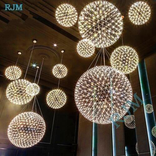 Creative Ball Wrought Iron Led Luminaria Romantic Restaurant Cafe Fire Chandelier Nordic Personality Design Pendant Lamps