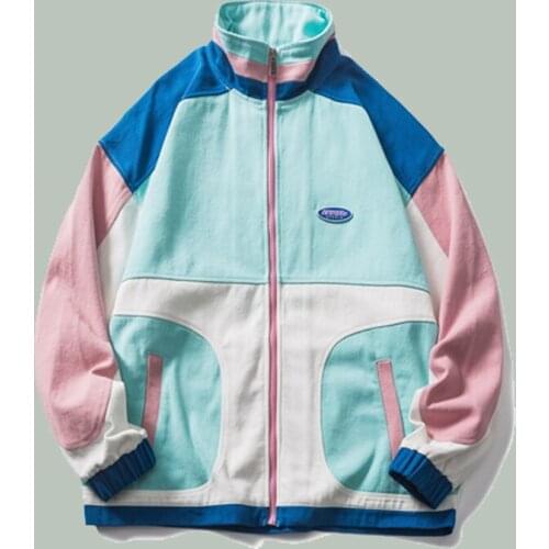 Hip Hop Patchwork Lapel Jacket Men Harajuku Workwear Couple Costs Spring NEW Streetwear Oversize Bomber Campus 2021Unisex Jacket