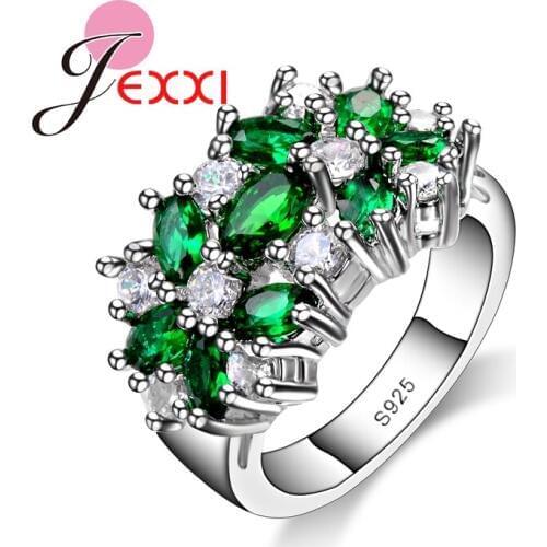 Trendy Bands Jewelry Brand Design Bijoux Colorful Cubic Zirconia Women Rings 925 Sterling Silver Wedding Engagement Ring