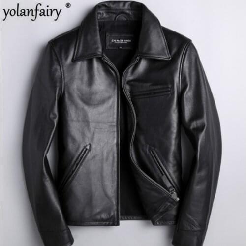 Mens Leather Jacket Cow Leather Jacket Men Korean Motorcycle Real Leather Jacket Mens Clothing Jaqueta De Couro 1810 YY1020