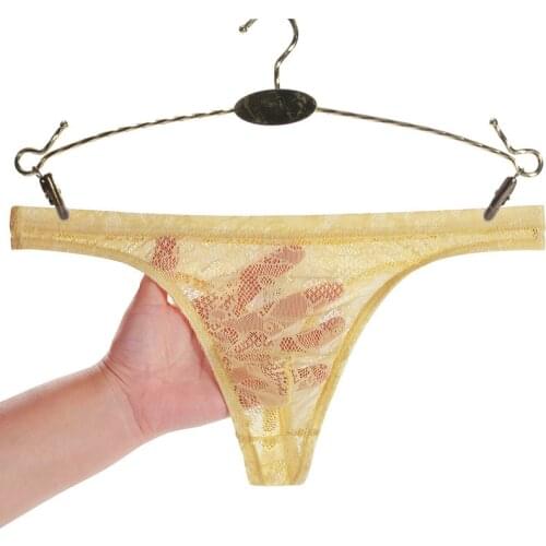 Men Lace Thong Sexy Underwear Mens See Through Tanga Hombre G-String G String Transparent Lingerie Underpants T-Back Panties