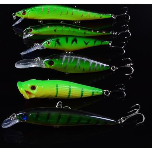 6pcs/Lot Fishing Lures Set Mixed Minnow Crank Popper Prncil VIB Bait Artificial Make Wobbler Crankbait Fishing Tackle