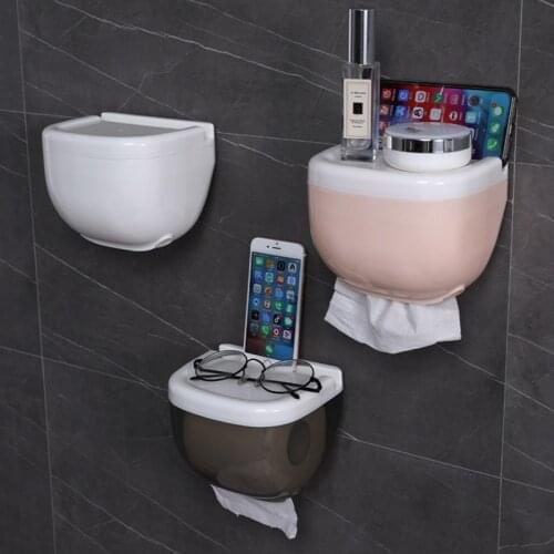 Wall-Mounted Bathroom Adhesive Dispenser Box For Paper Towels Phone Roll Holder Tissue Storage Box Drawer Bathroom Supplies
