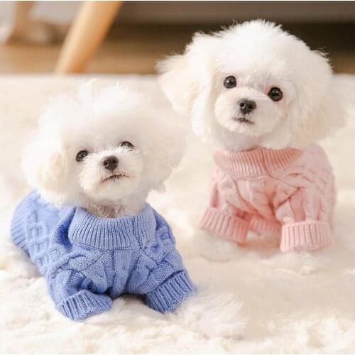 2021NEW High Grade Classic Warm Dog Clothes Puppy Pet Cat Clothes Soft Twist Knit Sweater Jacket Coat Winter For Small Dogs Cats