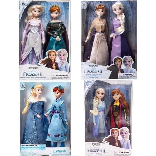 2pcs Original Disney Store Frozen 2 Anna and Elsa Princess Doll kids Girls toys best gifts