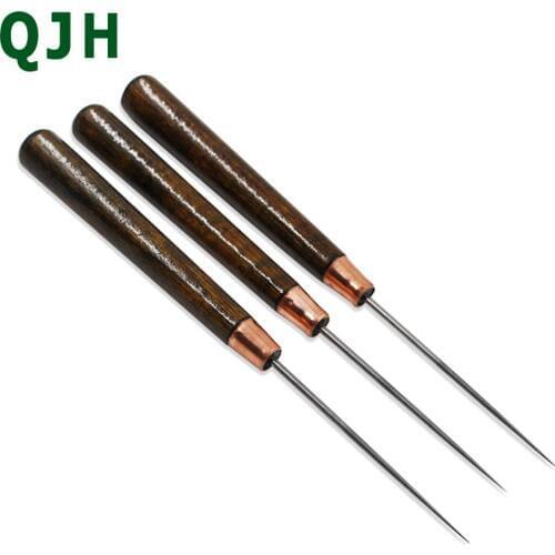 Sharp Wooden Handle Sewing Awl Leather Canvas Shoe Repair Tool Punch Sewing Handmade Repair Craft Tool 1pc/2pcs