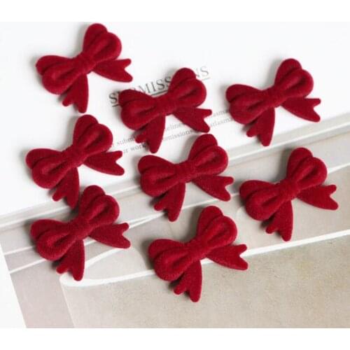 Panalisacraft 10pcs burgundy bow acrylic crystal suede velvet bowknot for DIY Scrapbooking Card Making Embellishments